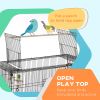 63" Bird Cage w/ Open Top for Budgies, Cockatiels, Lovebirds Finches, Stand, Toys, Removable Tray, Storage Shelf