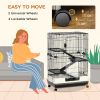 45"H 4-Level Small Animal Cage Rabbit Hutch with Universal Lockable Wheels, Slide-out Tray for Bunny, Chinchillas, Ferret, Black