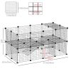 40 Pcs Small Animal Cage Bunny Hutch Portable Metal Wire with Ramps for Kitten Chinchilla, Black