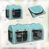 39" Portable Soft 2 Sided Pet Cat Carrier with Divider, Two Compartment, Soft Cushions, & Storage Bag, Green