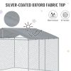 Dog Kennel Outdoor Run Fence with Roof, Steel Lock, Mesh Sidewalls for Backyard & Patio, 9.8' x 9.8' x 7.7'