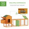 117" Extra Large Chicken Coop with Asphalt Roof, Wooden Hen House with Slide-out Tray, Quail Hutch with Nesting Box, Orange