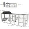 142" Outdoor Wooden Chicken Coop with Run, Ramps, Perches, Storage, Combinable Design for 6 - 10 Chickens, Grey