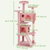 54" Cat Tree, Multi-Level Cat Tower with Scratching Posts, Cat Condos, Bed, Platforms, Ramp, Toy Ball, Pink
