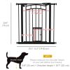 Auto-Close Pet Gate, Stair Gate with Cat Door, Double Locking for Doorways Hallways Stairs, Fits 29"-31.5" Wide, Black