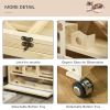 Wooden Hamster Cage, 3 Tier Rat Cage with Openable Roof, Run, Ladders, Run, Ladders, Wheels, Tray, Natural Wood