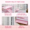 32"L 2-Level Small Animal Cage with Universal Lockable Wheels, Pink