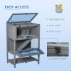 Wooden Hamster Cage, Mice Rodent Small Animals Kit Hutch with Storage, Sliding Tray Seesaw Running Wheel Lockable Roof