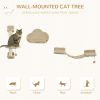 3 PCs Cat Wall Climber with Scratching Post, Ladder, Perches, Cloud-Shaped Cat Shelves, Beige