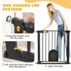 30"-32" Extra Wide Pet Gate Barrier with Small Door, 30"H Dog Gate with Safety Gate Barrier, Stair Pressure Fit, Black