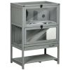 PawHut Hamster Cage Wooden 2-Tier Small Animal Hutch Exercise Playhouse Grey