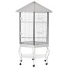 PawHut 77" Flight Bird Cage Hexagon Covered Canopy, Portable Bird Aviary With Storage, Gray and White