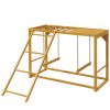 PawHut Wooden Chicken Coop Accessory, Activity Play with Swing Set, Multiple Perches, Hen Ladder, Yellow Poultry Care