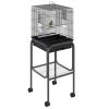 PawHut 44.5 Black Metal Bird Cage with Stand Detachable Rolling Kit for Parakeets Cockatiel Canary Finch Lovebird Parrotlet
