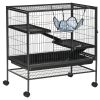 PawHut 3-Storey Metal Ferret Cage with Casters Doors Hammock Storage Shelf 31.5x20.5