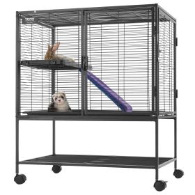 VEVOR 36" Metal Small Animal Cage 2-Tier Rolling Ferret Cage with Tray A Ramp