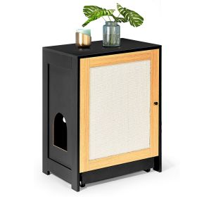 Pull-Out Cat Litter Box Enclosure & End Table Cabinet with Sisal Scratching Door