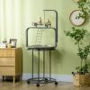 Parrot Stand Large Bird Perch Stand with Toy Hook & 3 Ladders, Parrot Perch, Bird Wooden Stand, Gray