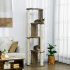 65" Corner Modern Cat Tree Tall for Climbing, Large Multilevel Cat Tower with Scratching Posts, Small-Fit Kitten Tower with Sisal, Cream White