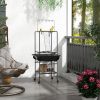 Bird Stand with Wheels, Perches, Stainless Steel Feed Bowls, Pull-Out Tray for Indoor Outdoor Small Parrot, Dark Gray