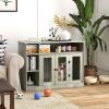 47" Dog Crate Furniture with Storage, for Large Medium Dogs, Gray