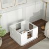 Whelping Box for Dogs with Whelping Pad, Adjustable Entrance, Non-slip Foot Pads, for Small Dogs, White