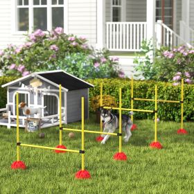 4 Piece Dog Agility Course Backyard Set with 4 Height Adjustable Dog Agility Jumps, Carry Bag, Yellow