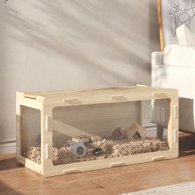 Hamster Cage with Easy View Acrylic Panels, Air Vents & Openable Roof, for Gerbil, Guinea Pig, 39" x 20" x 18.5", Oak