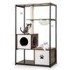 Stylish Wood-Metal Cat Tree - 33 lbs Per Layer Capacity, 2 Private Condos + 2 Relaxation Platforms, Complements Room Decor