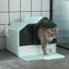 Hooded Cat Litter Box w/ Litter Mat, Litter Particle Catching, Light Blue