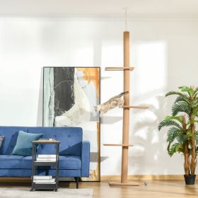 Floor-to-Ceiling Cat Tree Cat Climbing Tower with Sisal-Covered Scratching Posts Natural Cat Tree Activity Center for Kittens Cat Tower Furniture