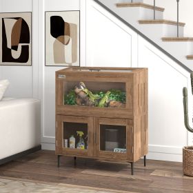 30 Gallon Stackable Reptile Tank w/ Storage Cabinet, Top Opening, for Bearded Dragon, Lizard, Snake, Hamster