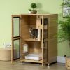 Luxury Cat House with Wheels, Kitty Cage Catio Villa for Indoor Cats with Scratching Posts, Condo, Flap Door, Cushion, Oak, 31.5" x 20" x 48.5"