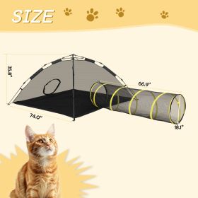 Black and Yellow Edge 210D Oxford Cloth Automatic Rod Tent Splicing Style Pet Tunnel Foldable Outdoor Play Tube for Cats and Small Dogs Lightweight Br