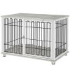 Dog Crate Furniture with Washable Cushion, Adjustable Feet for Medium Dogs, Indoor Use, Grey