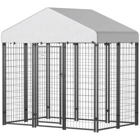 Outdoor Dog Kennel with Waterproof UV-Resistant Cover, 6 x 4 x 6 ft