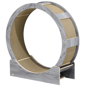 36" Cat Wheel for Indoor Cats with Brake, Scratching Pads, Grey
