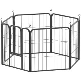 6 Panels Heavy Duty Dog Playpen Outdoor Indoor with Door & Strap, 24" Height Portable & Foldable Pet Playpen