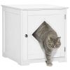 Cat Litter Box Enclosure End Table, Indoor Cat Washroom with Magnetic Door, Hidden Litter Box Nightstand with Large Tabletop, Easy Assembly, White