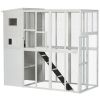 68.7" H Cat Cage Large Wooden Outdoor Cat House with Large Run for Play, Catio for Lounging, and Condo Area for Sleeping, White
