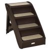 4-Level Portable Pet Stairs, Foldable Dog Ramp, Lightweight Cat Steps, with Nonslip Soft Mats, for High Bed, Sofa, Up to 44 lbs, Dark Brown