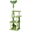56" Cat Tree for Large Cats Adult with Hammock, Cat Tower with Scratching Post, Platforms, Play Ball and Anti-tipping Device, for Indoor Cats, Green