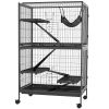 5-Tier Rolling Small Animal Cage, Deluxe Guinea Pig Cage, Ferret Cage for Mink Chinchilla Kitten Rabbit, Grey