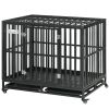 41" Heavy Duty Steel Dog Crate Kennel Pet Cage with Wheels for Convenient Access Anti-Pinching Floor, Black