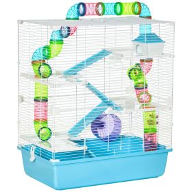 23" Large Hamster Cage, Small Animal House, 5-Level Gerbil Haven, Tunnel Tube System, with Water Bottle, Exercise Wheel, Food Dish, Ramps, 2 Doors