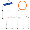 3 Piece Dog Agility Training Equipment for Indoor & Outdoor, Dog Agility Equipment Set with High Jump, Jumping Ring, Weave Poles, Storage Bag, Withe