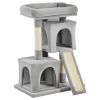 Plush Cat Tree Tower Activity Center with Sisal Scratching Post Scratching Board Perch Condo, Light Grey