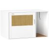 Cat Litter Box Enclosure, Cat Washroom End Side Table with Rattan Door, Scratching Pad, Non-slip Foot Pads, White