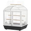 30 Inch Open Top Bird Cage with Removable Tray, Food Container for Medium Small Bird, Finches, Dark Grey
