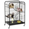 Rolling Small Animal Cage 36.6" Pet Rabbit Ferret Playpen, Animal Supply Kit Metal Black for Bunny, Pet Mink, Chinchilla
